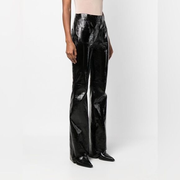 Rare! Dorothee Schumacher Lamb Leather Brown Pants Trousers Wide Leg Size XS - Picture 3 of 11